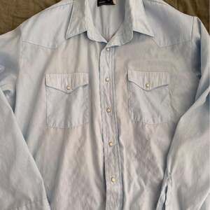 Vintage Wrangler Pearl Snap Western Shirt Light Blue XL